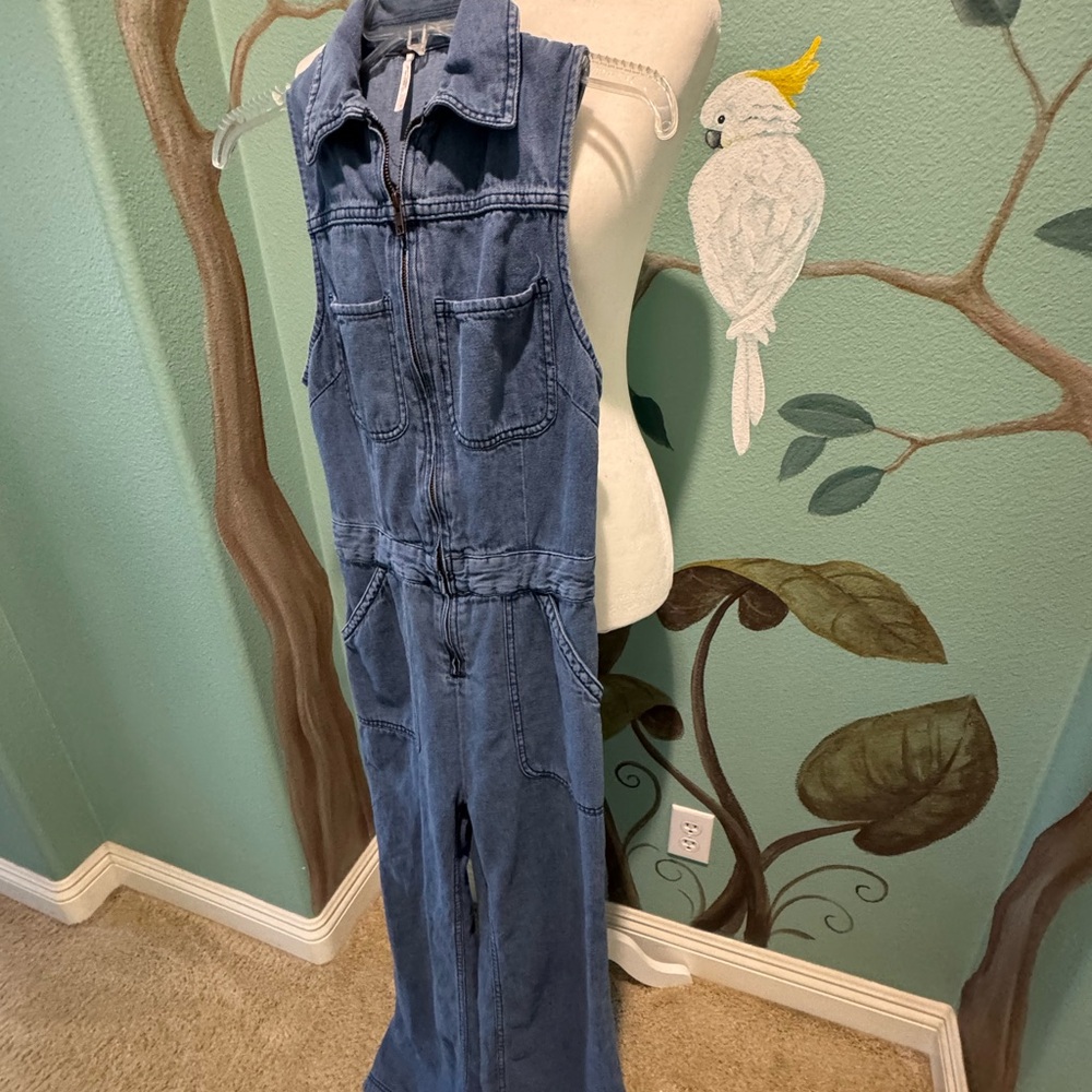 Denim Jumpsuit. Free People Blue Denim Jumpsuit. Size 2. Zipper front